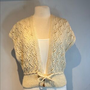 Vintage Cream wide Knit Women's Sweater vest size S/M